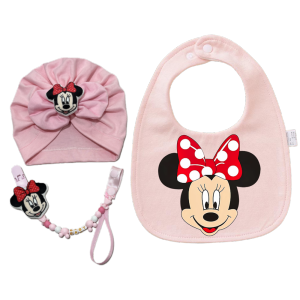 Disney | Kawaii Baby Bib Newborn Pacifier Holder Baby Hat Breathable and Comfortable Bib for Drooling Babys Pure Color Bib Towel Baby