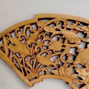 2025Partition entrance living room wall decoration camphor wood crafts classical small fan-shaped pendant Eight Immortals