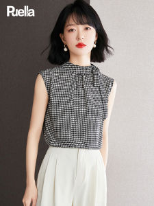 puella | Vintage Gingham Bow-Tie Sleeveless Shirt