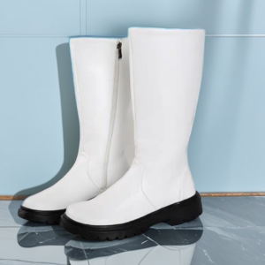 Childrens High-Top Martin Boots Stage Performance Flag Ceremony School Uniform Leather Shoes round Toe Flat Heel Rubber Sole