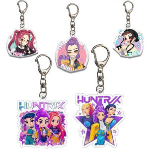 Mini K-pop Demon Hunters Keychain Golden Idol Rumi Zoey Jinu Mira Tiger Acrylic Hanging Pendant Keyrings Fans Accessories Gifts