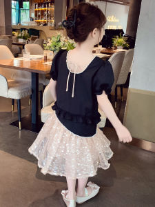 Princess Style Girls Summer Dress Irregular Short Sleeve T-Shirt Skirt Childrens Korean Version Fashionable Clothing for Girls