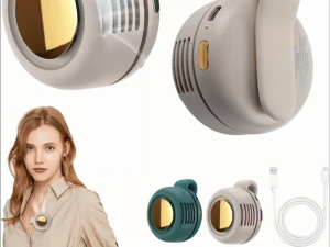 Portable Silent Mini Bladeless Fan with Strong Clip-On Clamp Rechargeable Hands-Free 3-Speed Adjustable Quiet Cooling