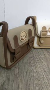 BJ236882 - WHITE/KHAKI/BLACK TAS SLEMPANG HANDBAG TAS WANITA FASHION IMPORT MODIS ELEGAN TERMURAH TERLARIS TERBARU BAGSTORE JAKARTA TAS BATAM JTF36882
