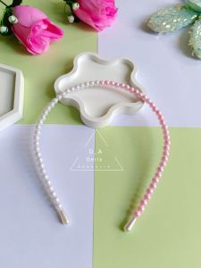 NEW Bando mutiara mawar pink korea / Bando bandana mutiara manik pink bando mawar pink style korea / bando fashion hijab dan rambut