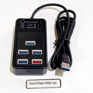 Hub chia USB 1 ra 5 có công tắc dài 1.2m / Smart Hub USB 4 Port 3.0 và 1 cổng USB sạc (5V - 1A)