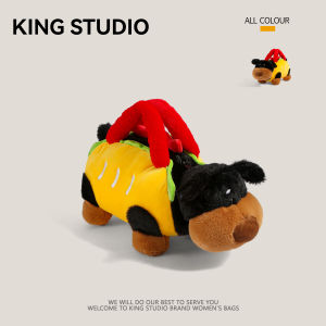 กระเป๋าถือรูปไส้กรอกทรงหมาชีสสุดน่ารัก สไตล์น่ารัก วัสดุขนสังเคราะห์ กระเป๋าสะพายไหล่แบบลำลองสำหรับฤดูใบไม้ร่วงและฤดูหนาว