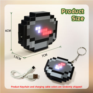 Rechargeable Pixel Compass Keychain Creative Cartoon Backpack Pendant Simple Design Game Periphery Toys For Kids Birthday Gifts