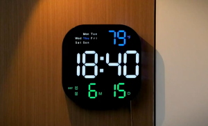 Digital Wall Clocks Temperature Date Week Dispaly Electronic Table Clock 12/24H Wall-mounted LED Alarm Clock Remote Control