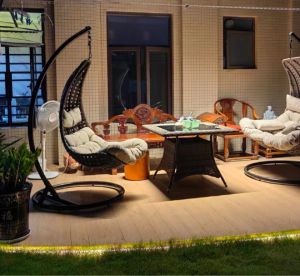 Garden Swing Chair Wicker Chair Double Outdoor Balcony Swinging Bed Iron Art Hanging Plant Basket Outdoor Patio Swinging Chair