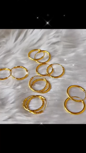 BUY 1 TAKE 1 Bangkok big circle gold-plated earrings new high-end Korean fashion jewelry  24k Gold Plated Sand Hoop Earrings For Women And Daily Use New Trend