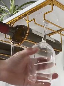 Wine Rack Glass Holder Under Cabinet Wine Bottle Holder Stemware Rack Metal Wine Bottle Display Holder Glasses Storage Hanger Kitchen Organization for Bar/Kitchen