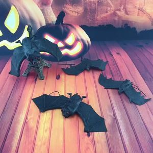 1pc Lifelike Fake Bat Halloween Hanging Decoration Haunted House Horror Props Halloween Party DIY Ornament Soft Bat