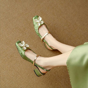 MIFULIAN | Chinese Style Womens Sandals Coarse Heel Square Toe Summer Wear