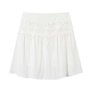 JNXS | Ruffle Pleated Casual A-line Skirt Mid-length