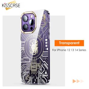 KISSCASE Mayan Civilization Series Silver Engraved Circuit Metal Ring Lens Frame Magsafe Case For iPhone 14 Pro Max Luxury Mobile Phone Case Apple 13 Sheath All-Inclusive New Apple 13 PC Hard Protective Cover Back Cover