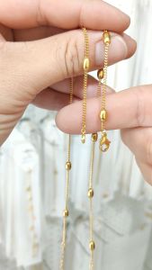 Lắc chân titan nữ dây xích bi lớn hình bầu dục sang trọng không đen gỉ hjhjshoptrangsuc