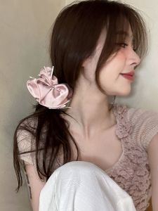 Silk Ribbon Butterfly Knot Hair Ties Womens Satin Large Bow Hair Bands Ball Headscarf Hair Accessories Korean Style Fresh out