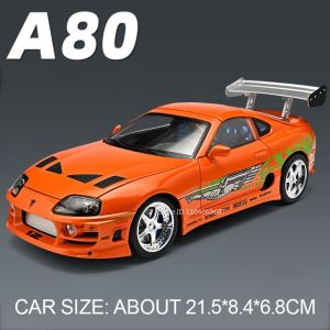MAKEDA | 1:24 Scale Supra A80 911 GT3RS Supercar Model Toy Alloy Diecast Shock Absorption Doors Opened Sound Light Collection Sports Cars