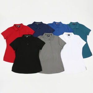 Slim Fit Polo Shirt Women Summer Breathable Comfortable Pique Cotton Casual Short Sleeve Turn-down Collar Base Shirt Top