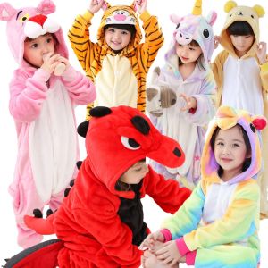 Kigurumi Stitch Unicorn Pikachu Dinosaur Onesies Kids Children Animal Jumpsuit Cosplay Pyjama Costume