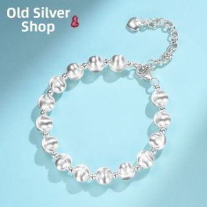 WU YUE JEWELRY | Simple Matte Texture S925 Sterling Silver Beaded Bracelet