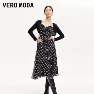 Vero Moda | Đầm Halter Chấm Bi Với Vải Knit Mềm Mại Phong Cách Mới Thu