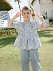 XIANGYING | Summer New Short Sleeve Cotton Bubble Sleeve Girls Blouse