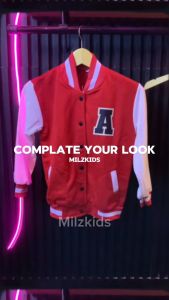 Jaket Baseball Inisial Huruf R S T U V W X Y Z Laki laki Perempuan Usia 2 - 12 Tahun