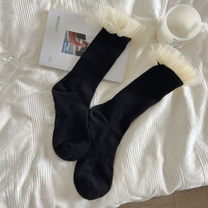 Nguyên Chất Cotton Dài Trung Bình Ngọt Viền Ren Quần Lót Tất Dành Cho Phụ Nữ Có Chức Năng Hút Ẩm Đa Năng Nhật Bản Đại Học Phong Cách