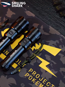 Smiling Shark Ultra Bright Black Gold Flashlight White Laser M80 Zoom Outdoor Hiking Cave Exploration LED Flashlight