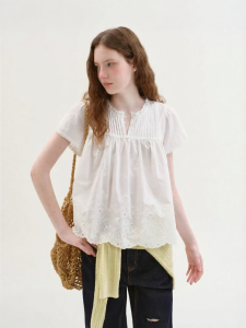 Fano | Áo Blouse Dạng A Dành Cho Phụ Nữ Tay Ngắn Chất Liệu Cotton
