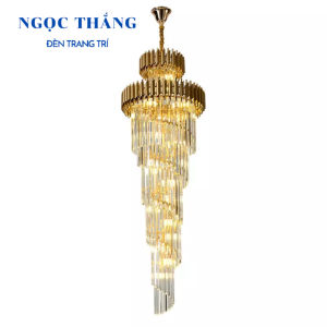 Đèn thả thông tầng pha lê Led trang trí cầu thang sảnh phòng khách Led 116W ánh sáng vàng TH8250 Ngọc Thắng