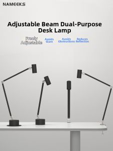 NAMEEKS | Adjustable Focusing Long Arm Rotating Spotlight Super Bright Clamping Desk Lamp