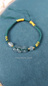 Vòng chỉ thắt handmade mix 3 đồng điếu 8.8 li lu thống đá Cẩm Thạch ngọc lam tài lộc vừa mọi ni tay | Hoa Minh Gem