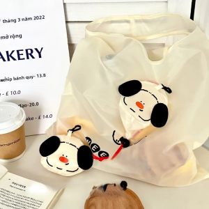Hình Chú Chó Hoạt Hình Công Suất Lớn Có Thể Gập Lại Thân Thiện Với Môi Trường Mua Sắm Túi Bảo Quản Di Động Túi Polyester Đa Năng