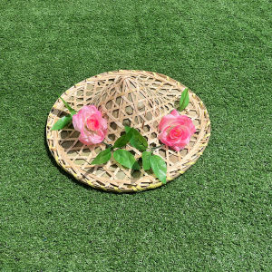 Tagkita Elegant Floral Straw Hat for Kids Youth Adults Stage Performance Prop Camouflage Pattern Large Eaves Autumn Winter Spring Summer Suitable for Birthday Parties