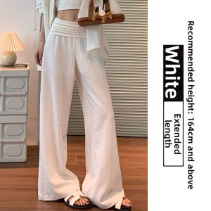 LANMENGYA | White Breathable Linen Wide Leg Pants High Waist