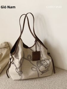 CHIO‘2ND | Man Du Scroll Patterned Linen Tote Bag