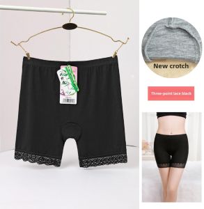 Womens Safety Pants Bamboo Charcoal Cotton Anti-Light Bottoms Five-Quarter Length Invisible Underwear Large Size Home Clothes