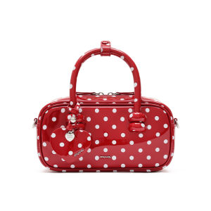 Polka Dot Leather Boston Handbag