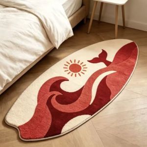 VIKAMA Hồng Da Báo In Hình Ván Lướt Sóng Hình Thảm Chống Trơn Trượt Mềm Mại Thảm Trải Sàn Cho Phòng Ngủ Phòng Khách Trong Nhà Trang Trí Nhà Cửa