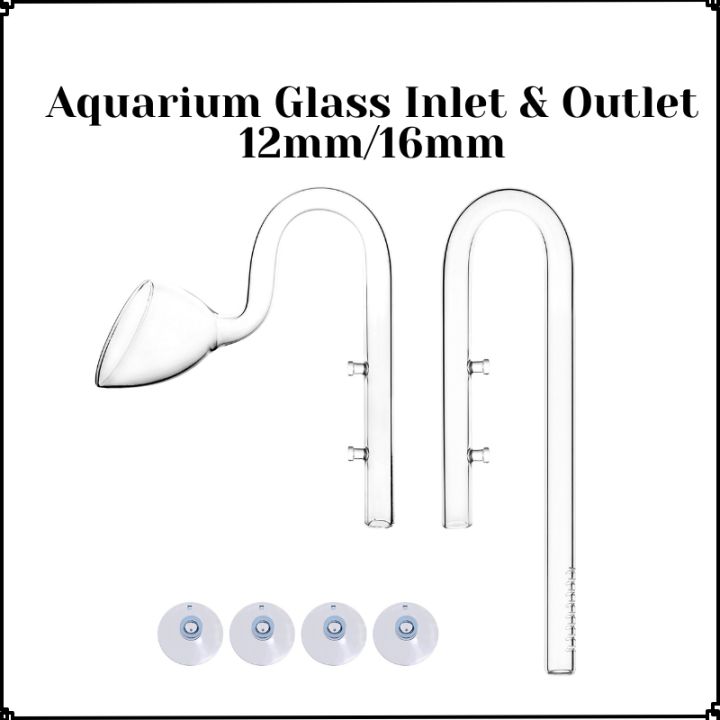 Aquarium Glass Lily Pipe 12mm 16mm inlet outlet skimmer for canister ...