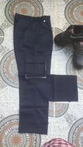 Quần lao động nam quần bảo hộ lao động nam túi hộp màu xanh đen phối xám vải kaki 31