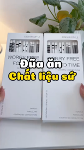 Hộp 5 Đôi Đũa Gốm Sứ Phong Cách Nhật Bản. Hộp 5 Đôi Đũa Sứ Kháng Khuẩn - Đôi Đũa Sứ Phong Cách Hoa