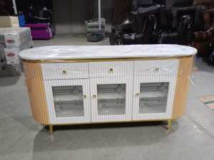 Buffet Meja Diswar TV Oval Kristal Credenza (Khusus Jabodetabekkar)