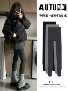 Gray Leggings Womens Autumn Winter New Style Outerwear Black Slimming Spring Autumn Spiral Stripe Base Layer Pants Socks