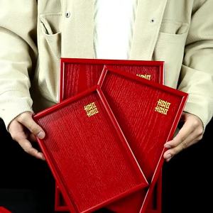 Engraving Red Celebration Tray
