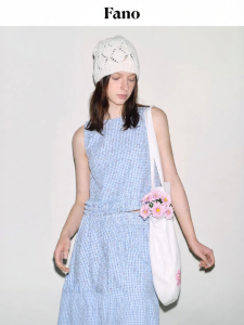 Fano | Áo Mùa Hè Cổ Độc Đáo Thiết Kế Riêng Gingham Hoa Trên Gỗ