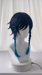 Genshin Impact Venti Cosplay Wig Gradient Dyed Reverse Braided Medium Length Anime